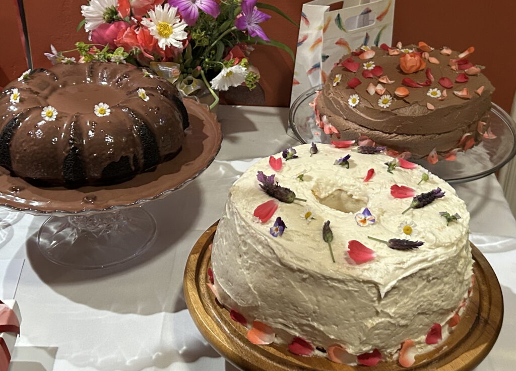 three decorated cakes